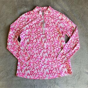 NWOT Anthony’s Resort Wear Pink Coral Cooling UPF50+ Zip Mock long sleeved Top